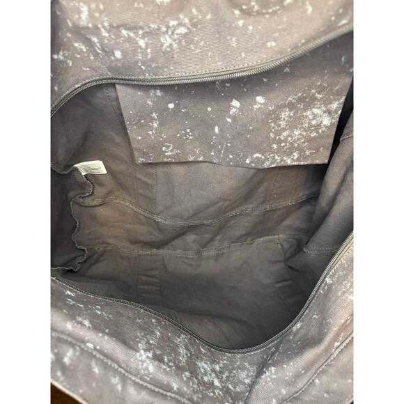 Victoria's Secret PINK gray charcoal acid wash canvas tote Weekender Travel Bag - Picture 7 of 13